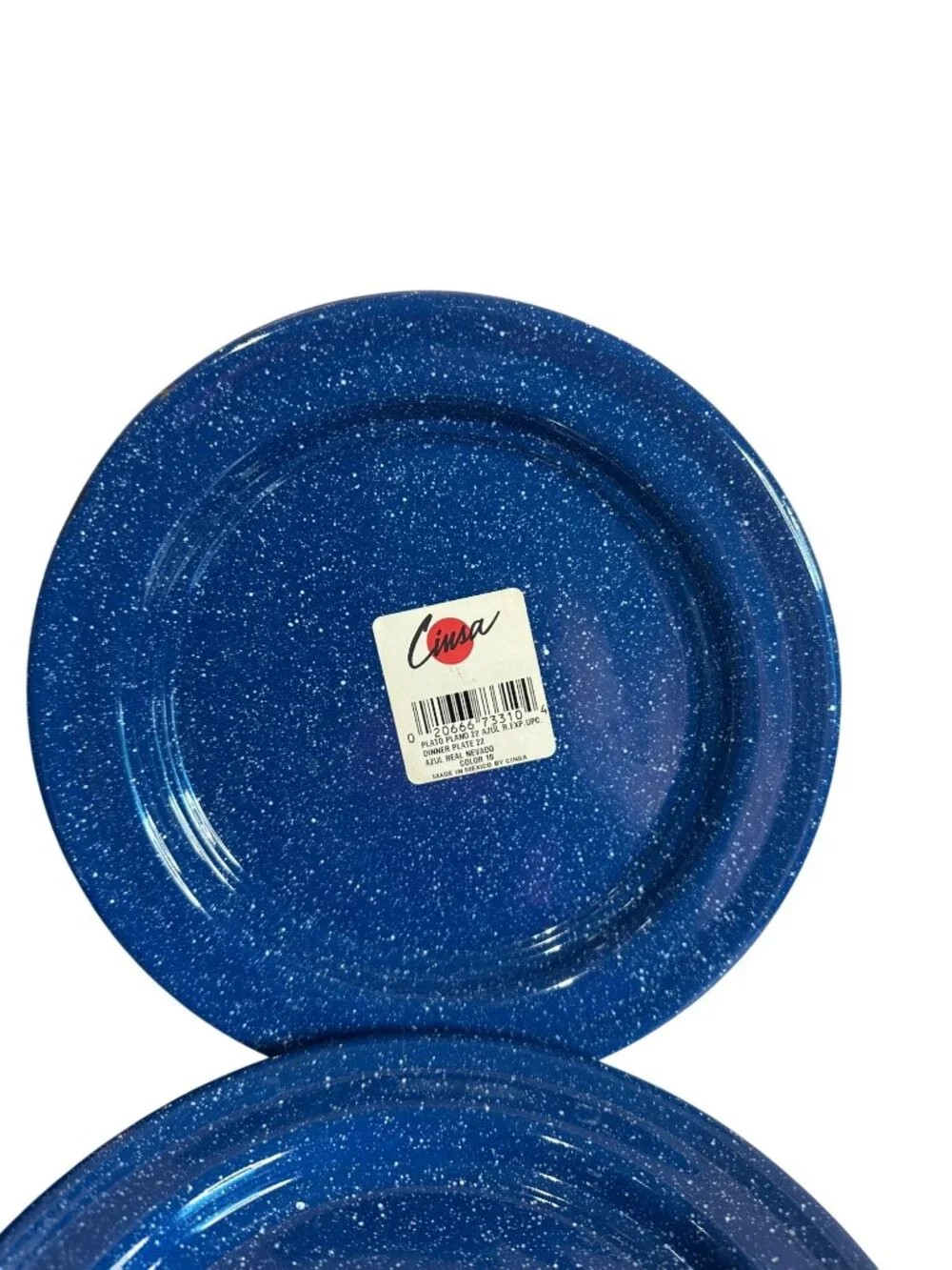 Vintage Cinsa Royal Speckled Enamelware set Plates Bowls 8 Pieces Blue